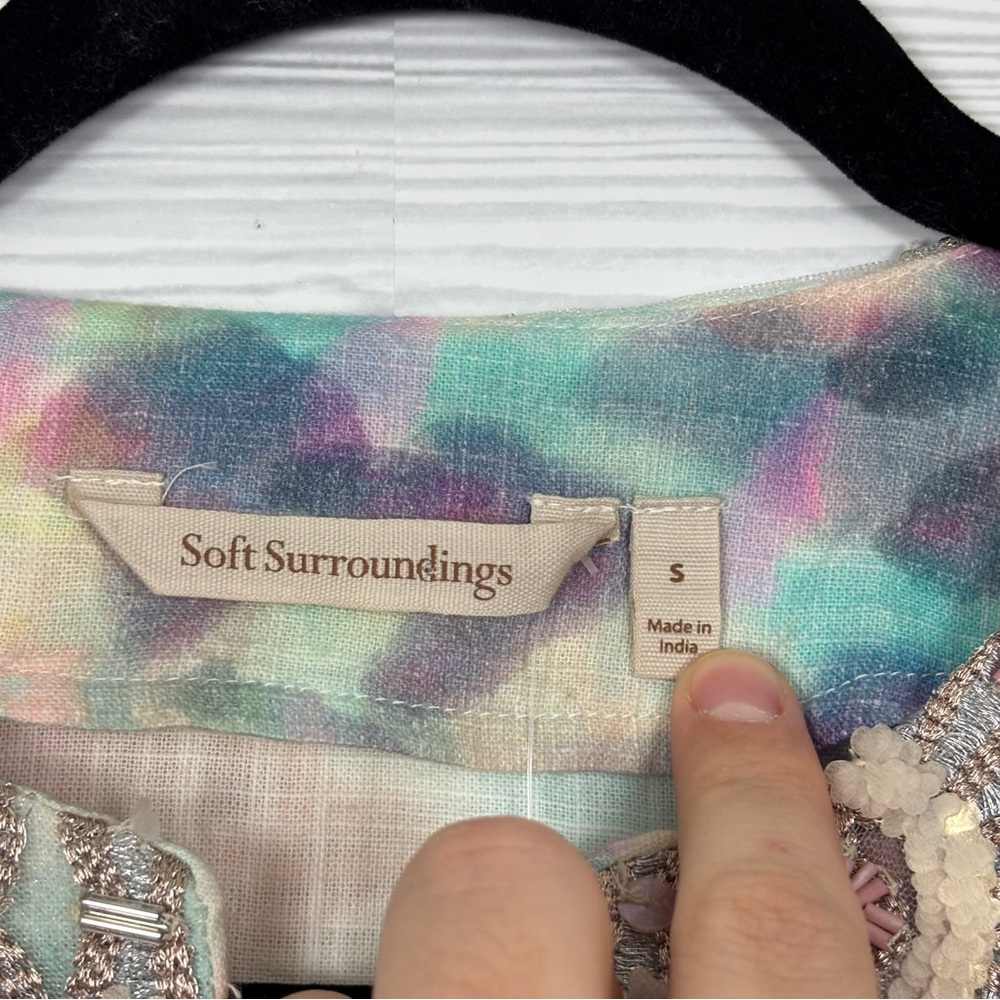 Soft Surroundings Bazille Tunic Tie Dye Watercolor Print Size Small NWT - Picture 6 of 12